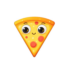 Cute Cartoon Pizza Slice with Happy Face and Big Eyes Design