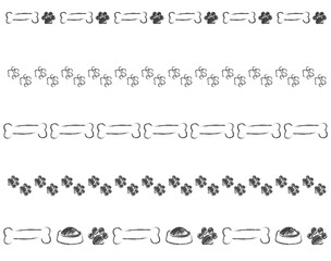 Obraz premium Different dog footprint design elements. Hand-drawn pet tracks