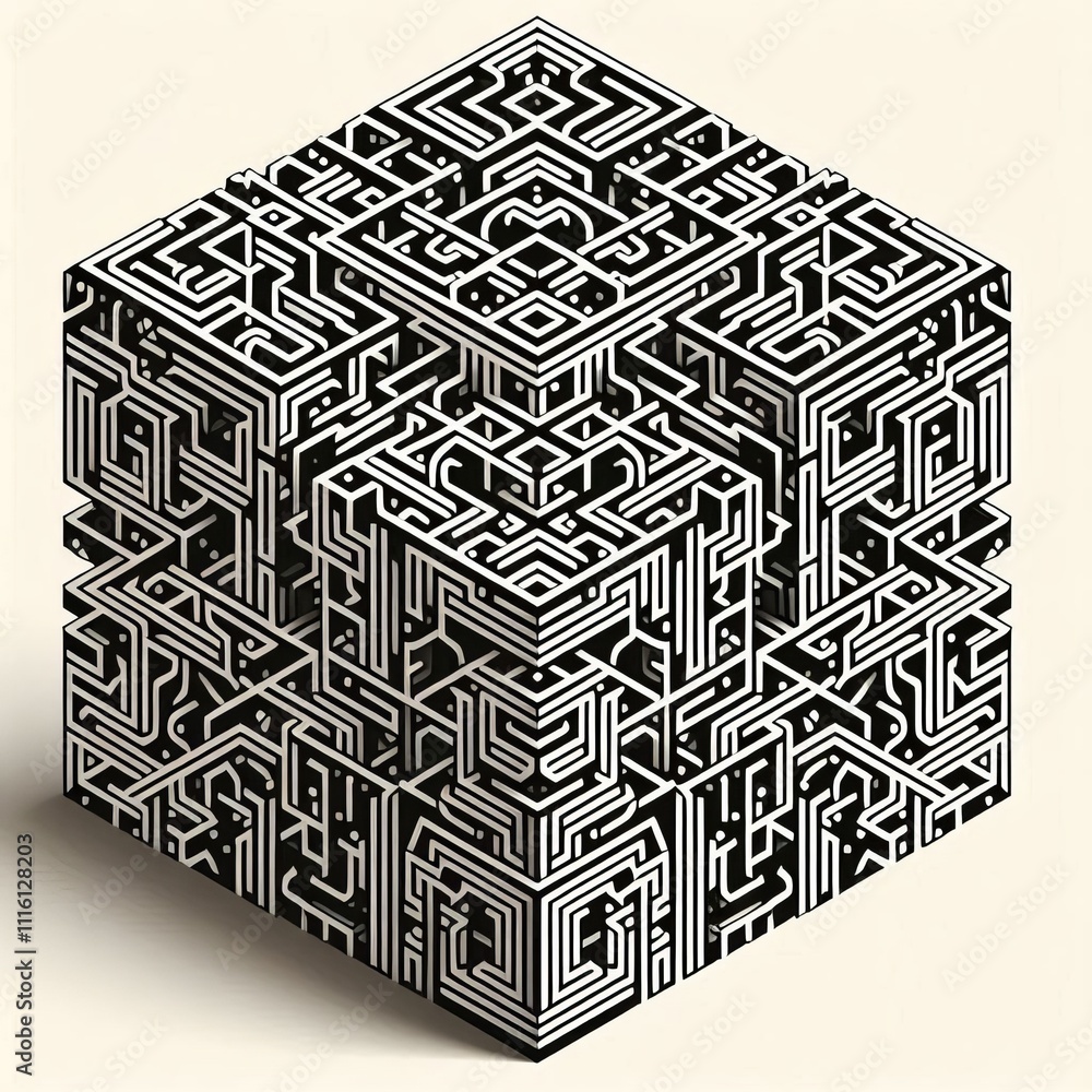Poster a geometric pattern with repeating shapes represents order struc