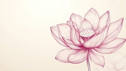 Fototapeta premium Elegant pink lotus flower illustration.