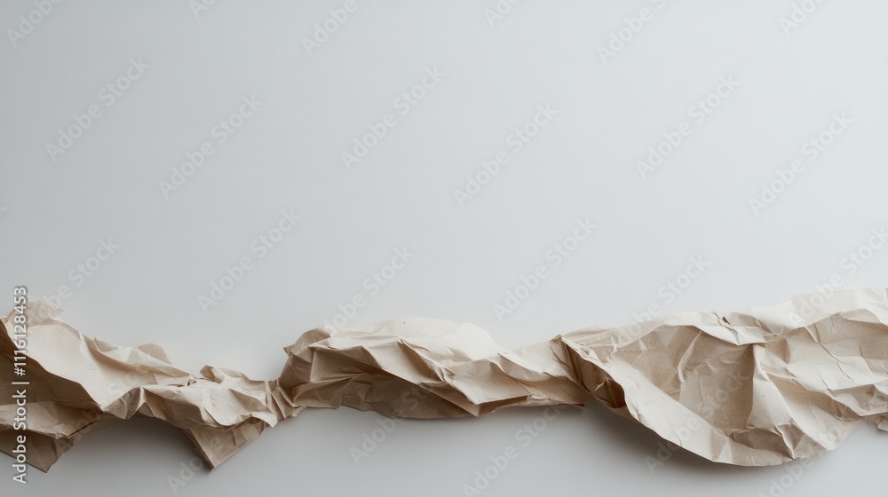 Poster wrinkled and crumpled old paper texture on a clean white background, ideal for adding text or graphi