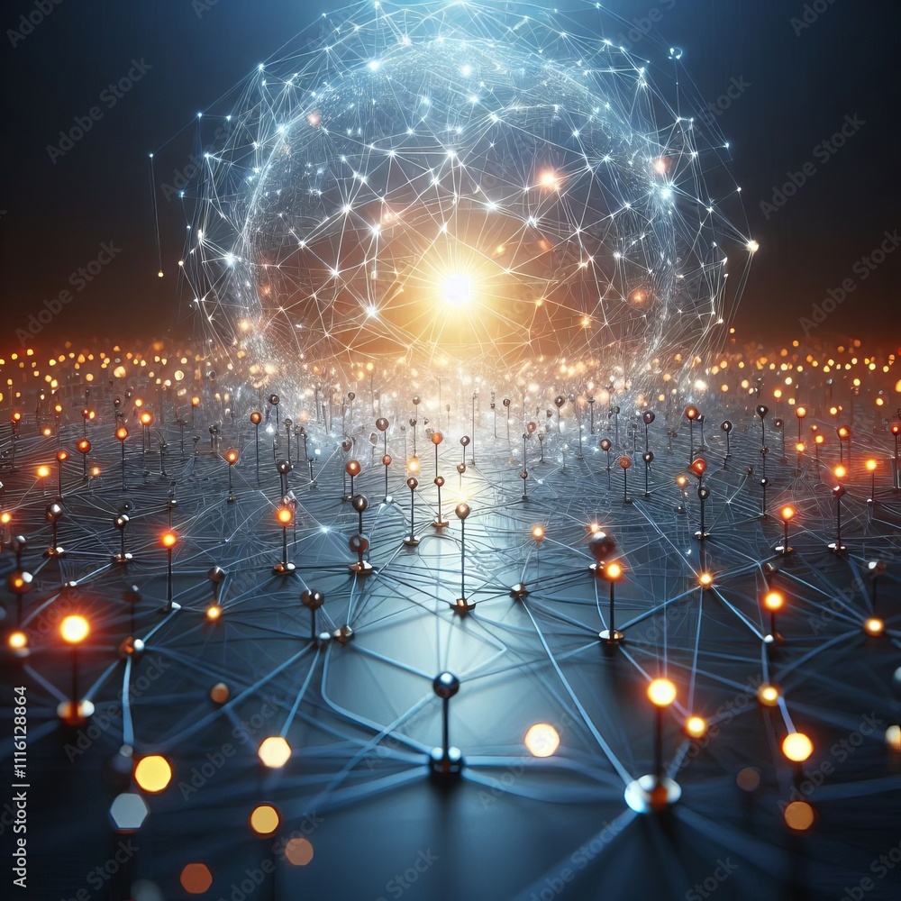 Poster a network of interconnected nodes represents the interconnectedn