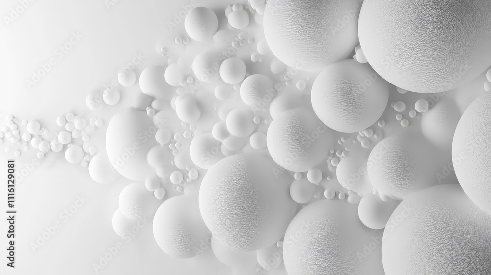 Poster polystyrene foam balls creating abstract textures for modern design backgrounds