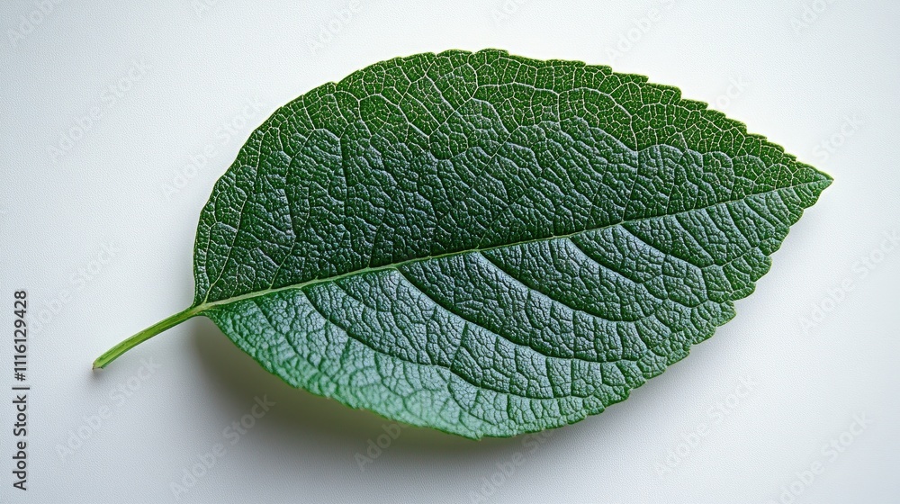 Poster isolated green leaf showcasing intricate texture on a white background for natural design concepts a