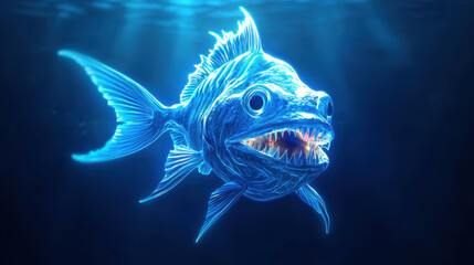 angler angler fish sport Glowing anglerfish swimming in deep sea