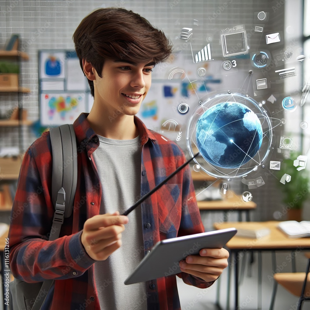 Poster a student learning through augmented reality a student using an
