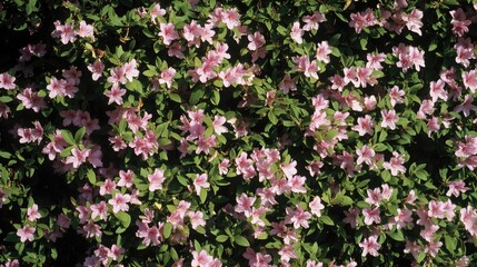 Obraz premium Vibrant Rhododendron Bush in Full Bloom During Summer with Pink Blossoms and Lush Green Foliage