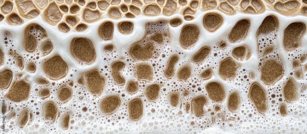 Aufkleber abstract sandy shoreline foam texture with bubbles creating a natural oceanic pattern in warm earthy