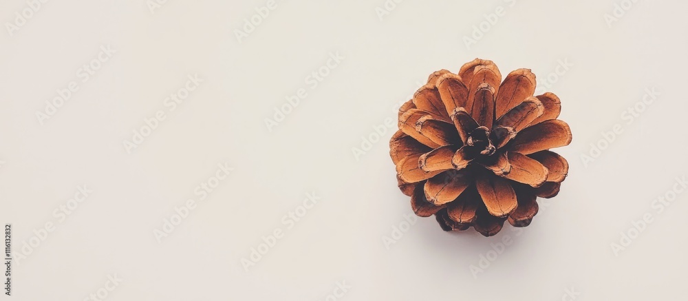 Poster pine cone resting on a light surface showcasing natural texture and color in a minimalist style for 