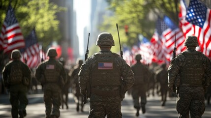 Patriotic Military Procession in the City