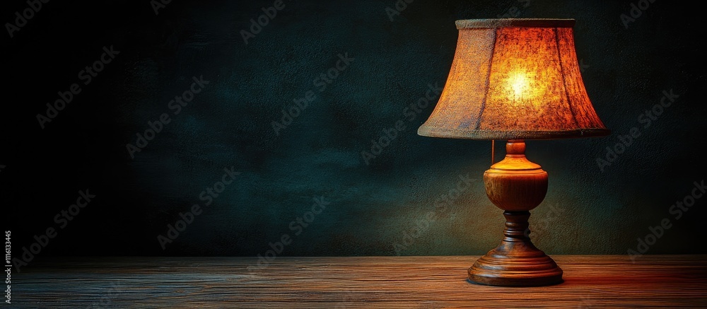 Aufkleber vintage table lamp illuminating dark background with warm light creating an inviting ambiance in a c