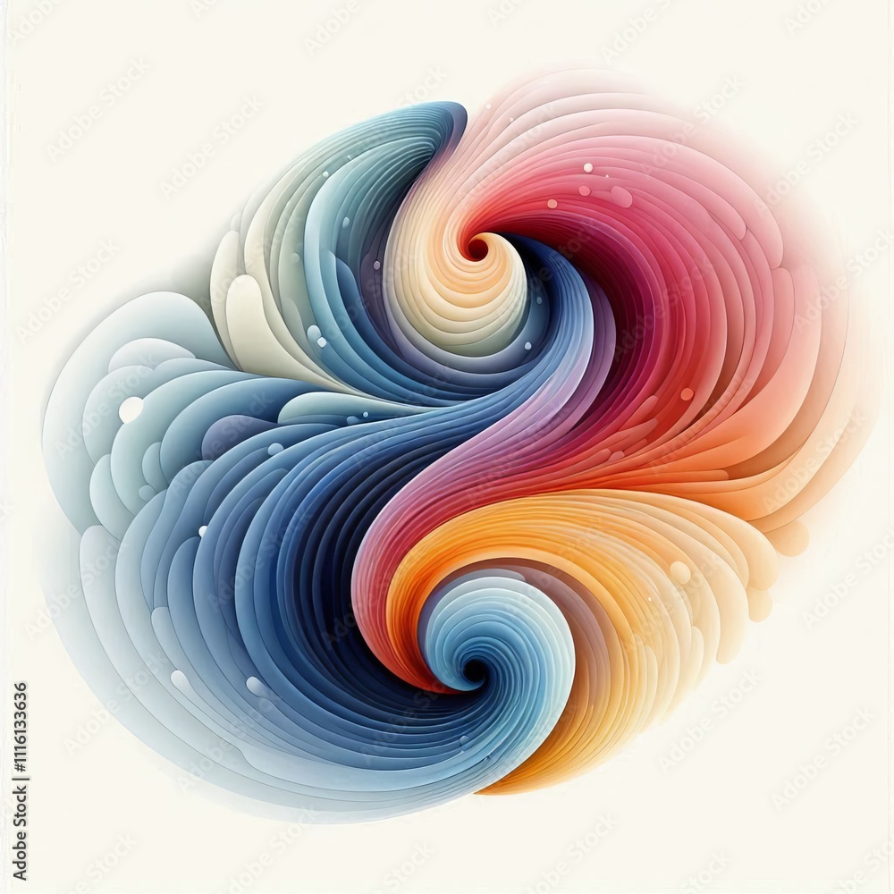 Poster abstract shapes forming a gentle embrace using gradients of soft