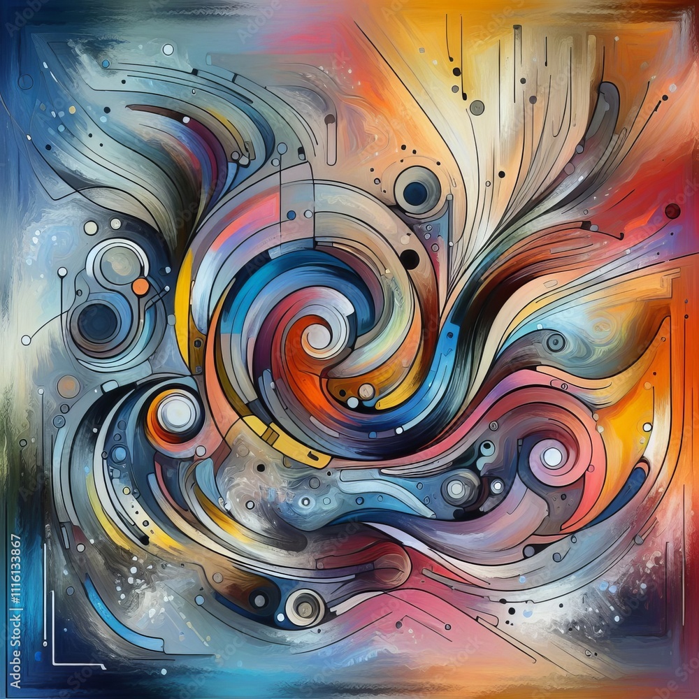Poster abstract use shapes lines and colors to represent the emotion