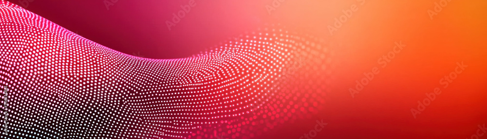 Aufkleber a vibrant gradient background with curved lines of dots, blending hues of pink and orange, creating 