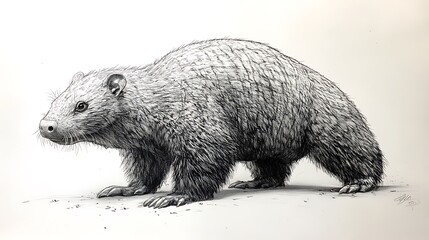 Fototapeta premium Wildlife inspired pencil art of a standing giant anteater illustration