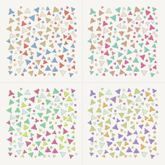 Naklejka premium Hand Drawn Pattern Organic Shapes Colorful Triangles Abstract Background Set Collection