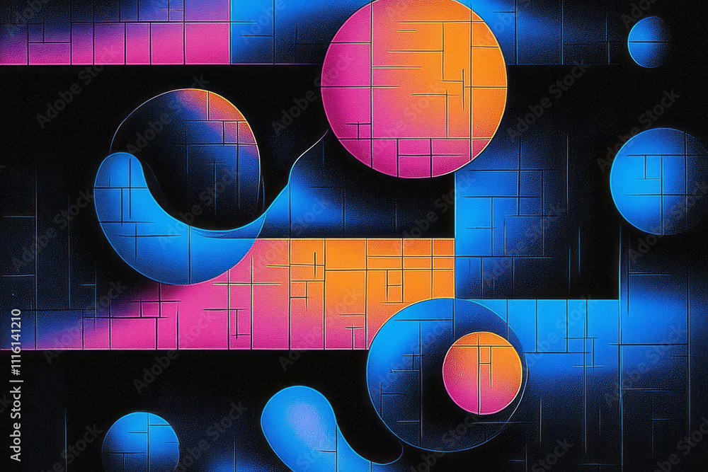 Aufkleber a black background with a pattern of circles