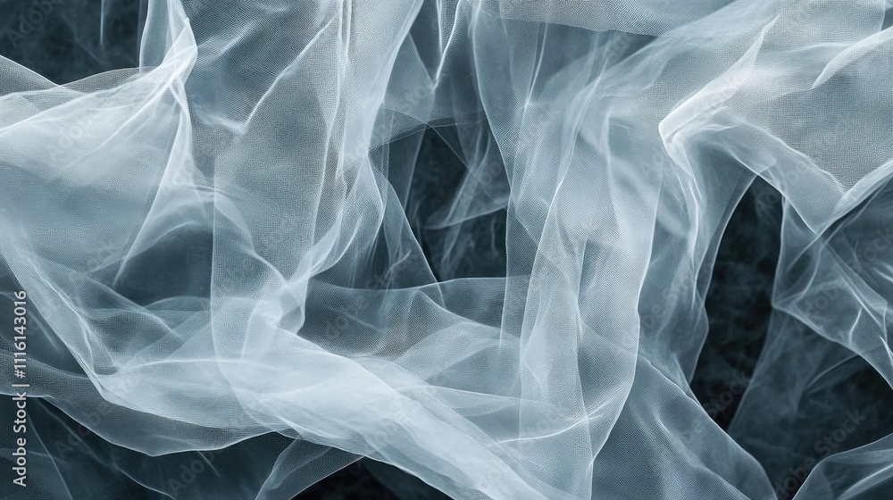Poster translucent tulle fabric in intricate layers creating a soft and elegant background texture for desi