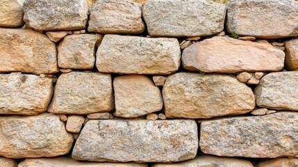 Textured stone brick wall with natural grey rocks showcasing a decorative stone cladding pattern for exterior or interior design applications