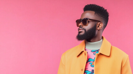 Obraz premium Portrait of fashionable black man in jacket