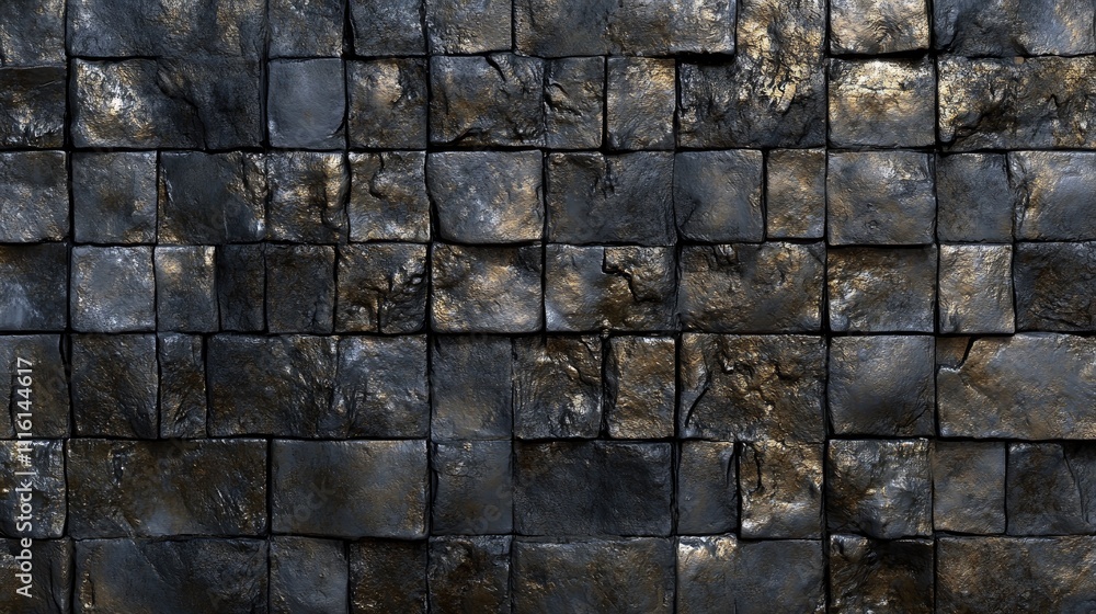 Poster dark textured stone wall with uneven surfaces and varying shades providing a moody and rustic backgr
