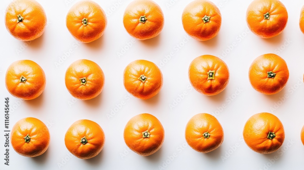 Aufkleber fresh tangerines arranged in a neat pattern on a clean white background showcasing vibrant colors an