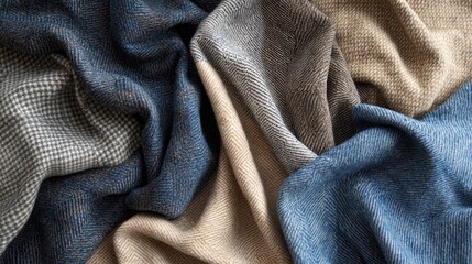 Fototapeta premium Diverse Fabric Texture Swatches in Various Styles for Fashion and Design Applications