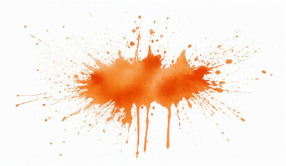 Orange watercolor splash on white