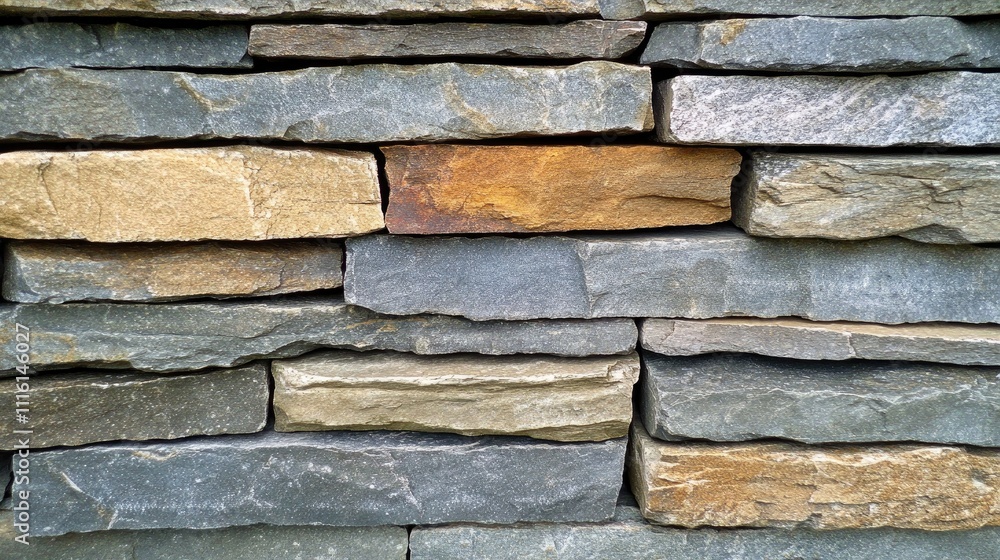 Poster textured pattern of natural stone wall featuring various shades of sandstone and slate for architect