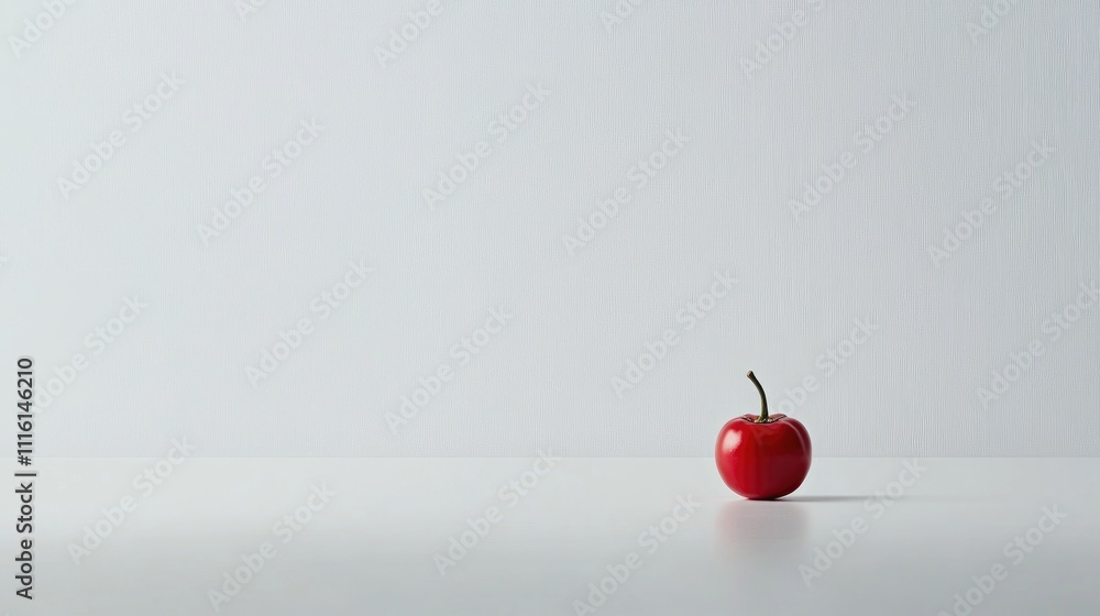 Aufkleber single vibrant red apple on a minimalist white background highlighting simplicity and focus in compo