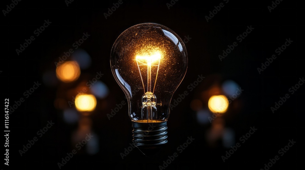 Poster in a striking display of illumination, a glowing light bulb shines brightly against a dark backdrop,