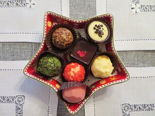 chocolates in a star shaped plate, Christmas time
