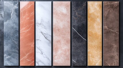 Fototapeta premium High-resolution marble stone texture collection featuring various colors and patterns, ideal for tile design applications, interior decor, architecture, natural materials, surfaces.