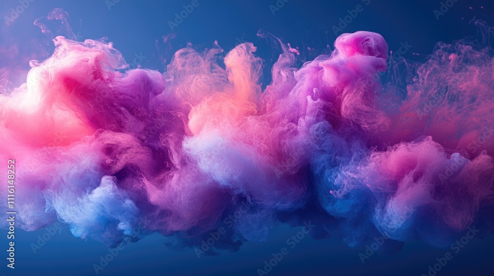Aufkleber colorful ink swirling in water creating vibrant abstract clouds in shades of pink and blue against a