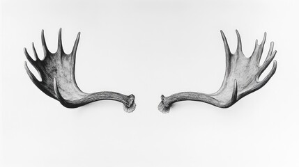 Naklejka premium Elk and Moose Antlers Against White Background for Natural History or Wildlife Themes