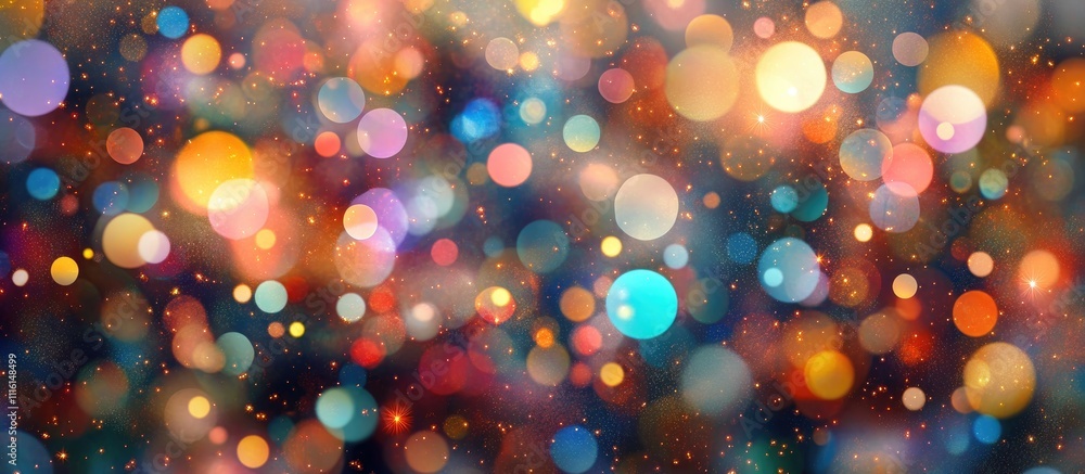 Poster colorful bokeh lights creating a festive atmosphere for christmas celebrations with blurred backgrou