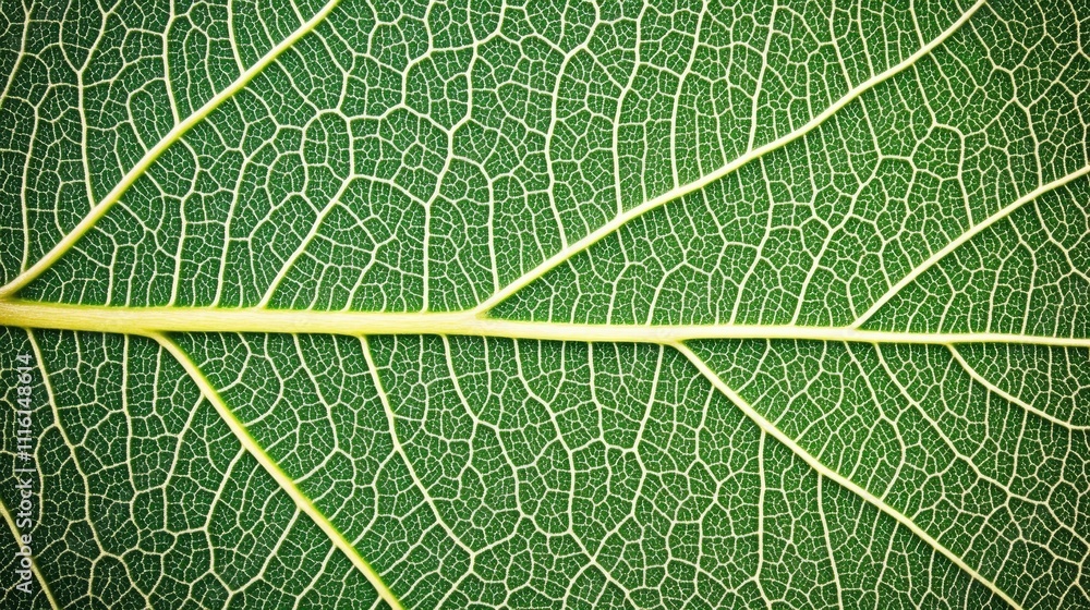 Poster close-up of intricate green leaf texture showcasing natural patterns and details for backgrounds and