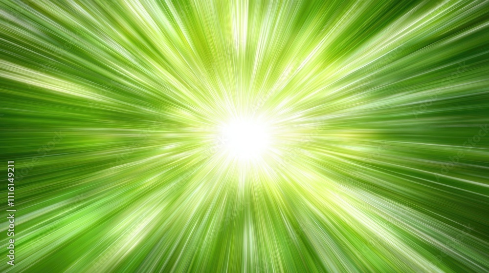 Aufkleber Vibrant abstract green background with dynamic light rays creating a dreamy and ethereal atmosphere for design or digital projects.
