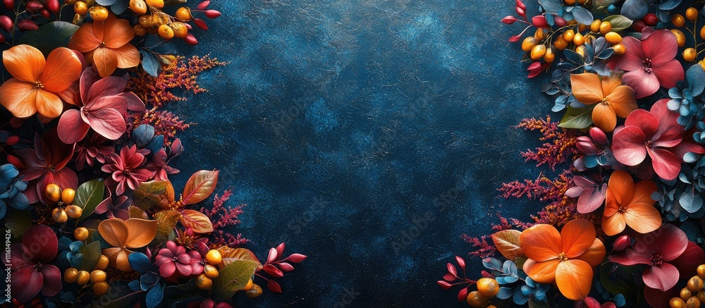Aufkleber vibrant floral arrangement on dark backdrop creating an elegant frame for celebration or event annou