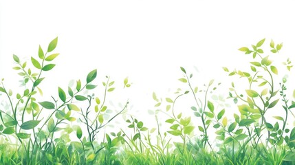 Fototapeta premium Green botanical background featuring marijuana plants and leaves on a clean white backdrop for organic or wellness themes.
