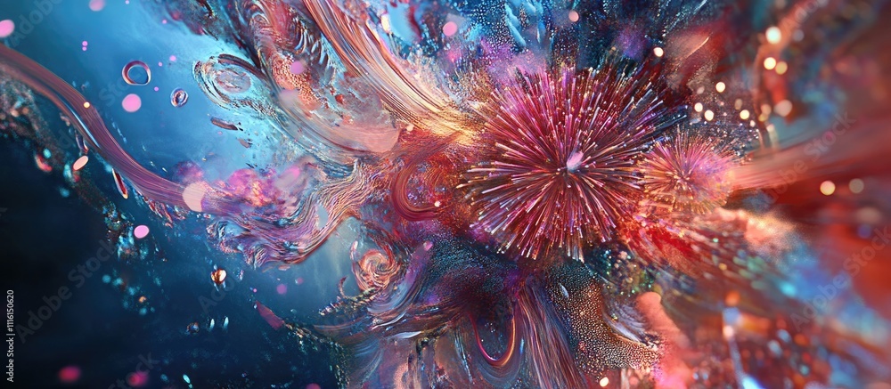 Aufkleber vibrant abstract fireworks display with colorful bursts and swirling patterns under a summer night s