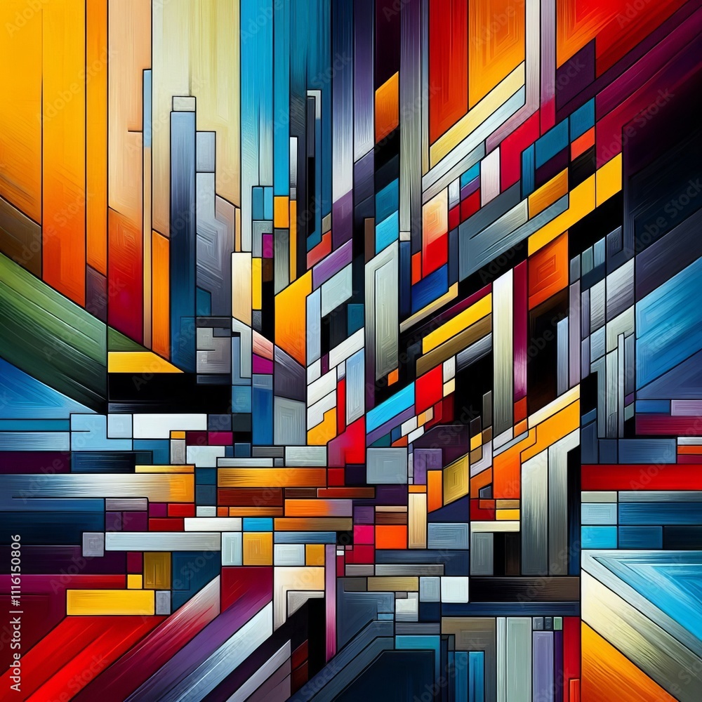 Poster chromatic abstraction a composition featuring bold color blocks