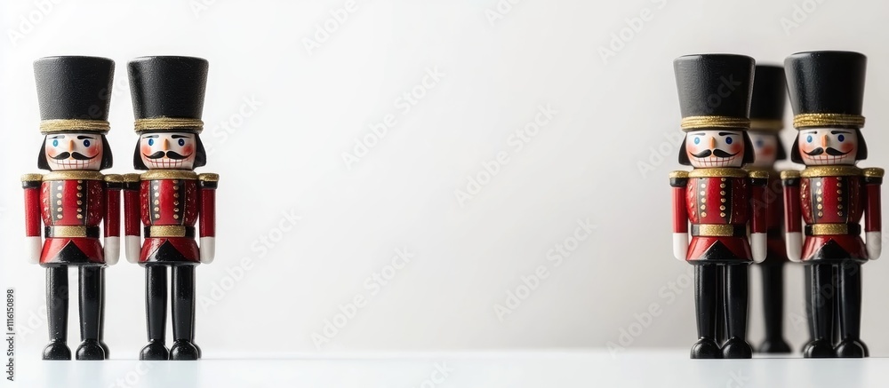 Aufkleber Nutcracker soldier ballet holiday decorations for Christmas on a minimalistic white background with ample empty space for text or overlay