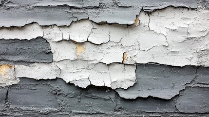 Obraz premium Cracked plaster wall with peeling paint showcasing a textured grunge background ideal for renovation and home improvement themes