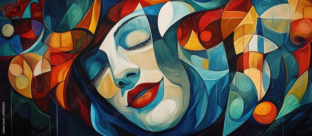 Poster vibrant abstract portrait capturing the essence of carnival allure and artistic expression in bold c