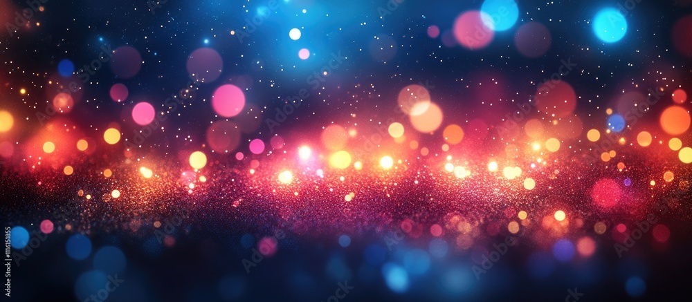 Poster colorful bokeh lights texture creating a vibrant festive backdrop for celebrations or events in a dr