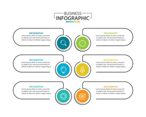 Fototapeta premium Vector infographic label design with circle infographic template design and 6 options or steps.