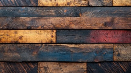 Weathered wooden plank texture background with rich colors and rustic appeal for design and decor projects.