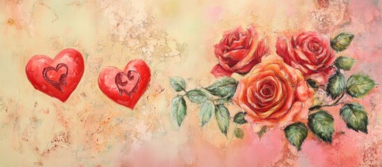 Valentine s Day Card Design with Romantic Roses and Heart Motifs for Celebrating Love and Affection