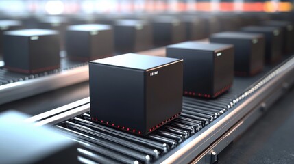 Industrial 3d render automated package handling in warehousing